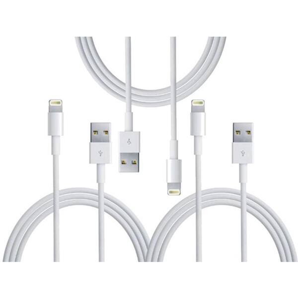 Apple OEM Lightning to USB Cable (2.0 m) for iPhone 7, 7 Plus, 6s, 6s Plus, 6, 6 Plus, 5s, 5, 5c, SE (3-Pack)