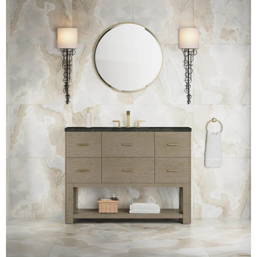 Lucian 48.0 in. Single Bath Vanity in Pebble Oak with Phantome Engineered Composite Top price history on PriceWatchPro