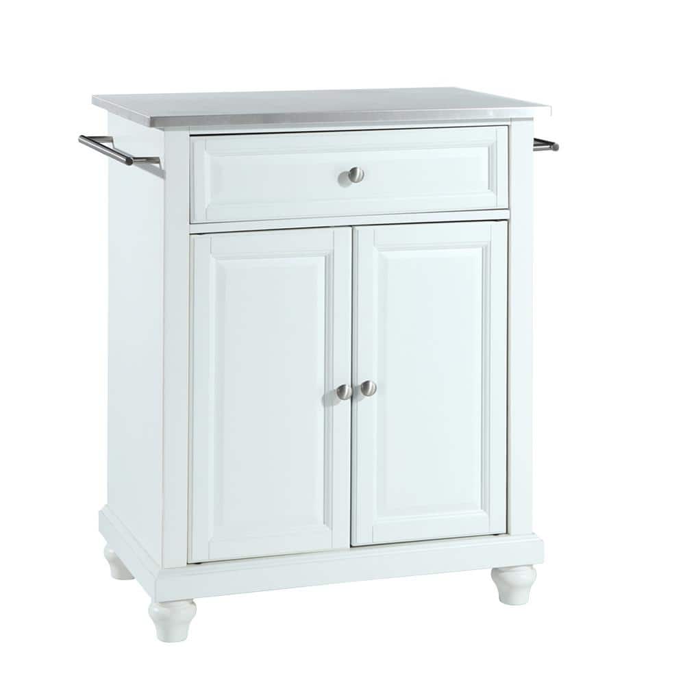 Cambridge White Stainless Steel Top Kitchen Island Cart