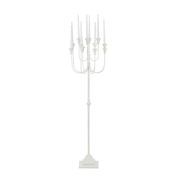 Litton Lane 52 in. White Metal Taper 12-Slot Candelabra