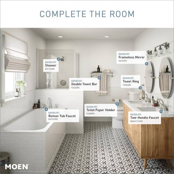 Banbury 2-Handle Deck-Mount High Arc Roman Tub Faucet with Valve in Spot Resist Brushed Nickel Banbury 2-Handle Deck-Mount High Arc Roman Tub Faucet with Valve in Spot Resist Brushed Nickel