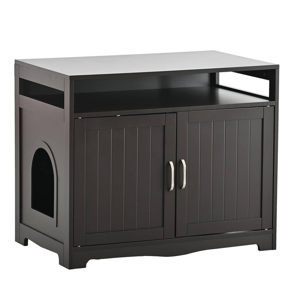 Cat Litter Box Furniture with Hidden Plug, 2 Doors, Indoor Cat Washroom Storage Bench Side Table Cat House price history on PriceWatchPro