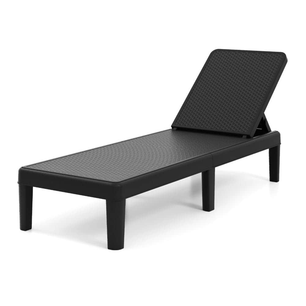74 in. Rattan-Textured PP Patio Chaise Lounge Chair with 4-Position Backrest and 330 lb. Capacity, Black price history on PriceWatchPro