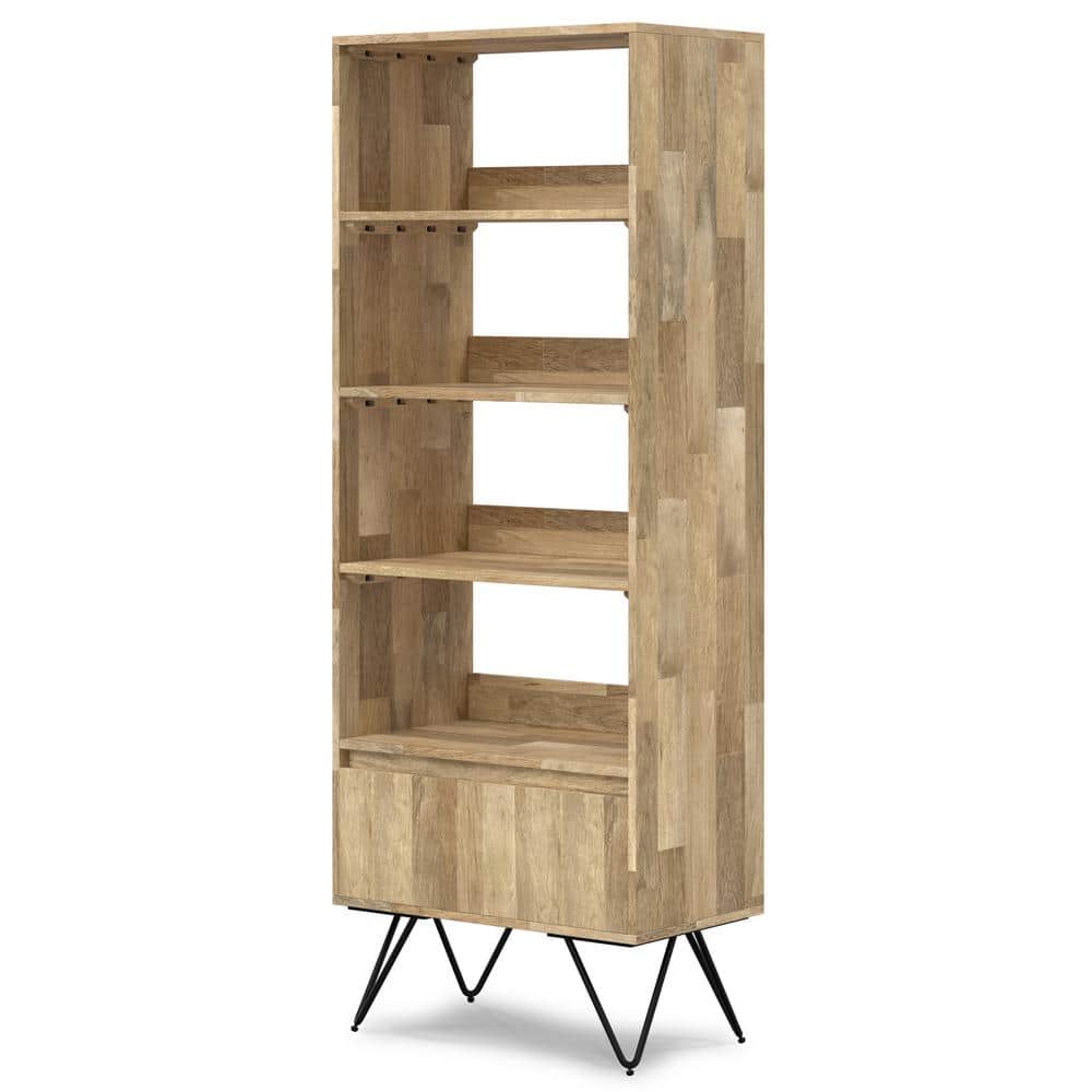 Hunter Natural Solid Mango Wood and Black Metal Tall Bookcase