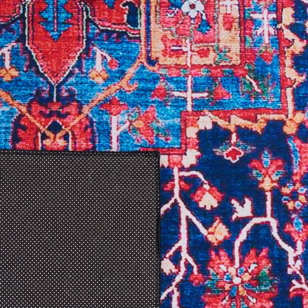 Elegant Red Synthetic 36" Rectangular Easy-Care Rug