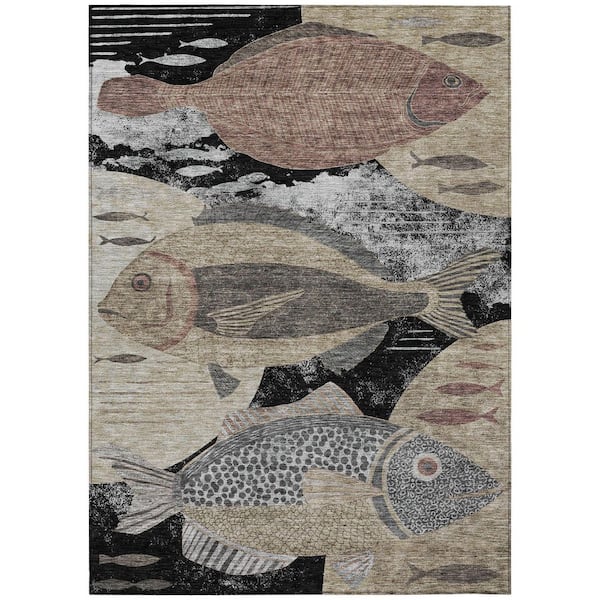 Chantille Machine Washable Indoor/Outdoor Abstract ACN2447 Black 3 ft. x 5 ft. Area Rug