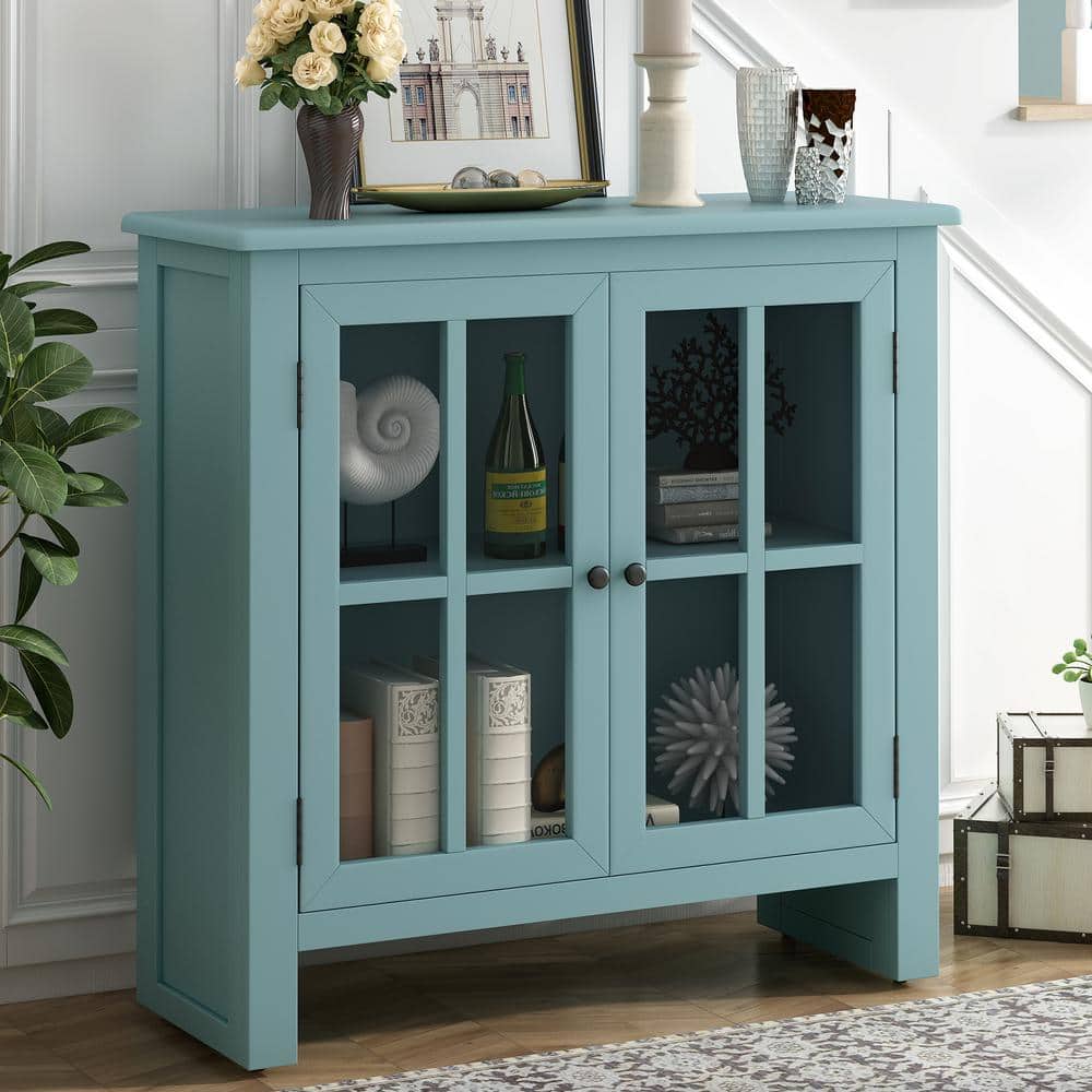 URTR Green Storage Cabinet Wood Accent Buffet Sideboard with Doors and ...