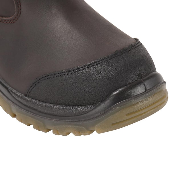 DEWALT Titanium Pull-On Men's Size 7.5 Dark Brown Leather Steel Toe  Waterproof 12 in. Work Boot, Browns/Tans