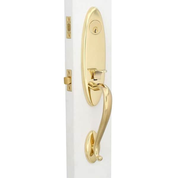 Baldwin Blakely Single Cylinder Lifetime Polished Brass Door Handleset with Egg Door Knob