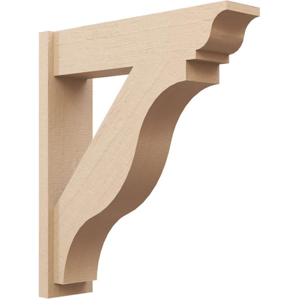 Ekena Millwork 8 in. x 36 in. x 32 in. Funston Traditional Rough Cedar Woodgrain Timberthane Polyurethane Outlooker, Primed Tan