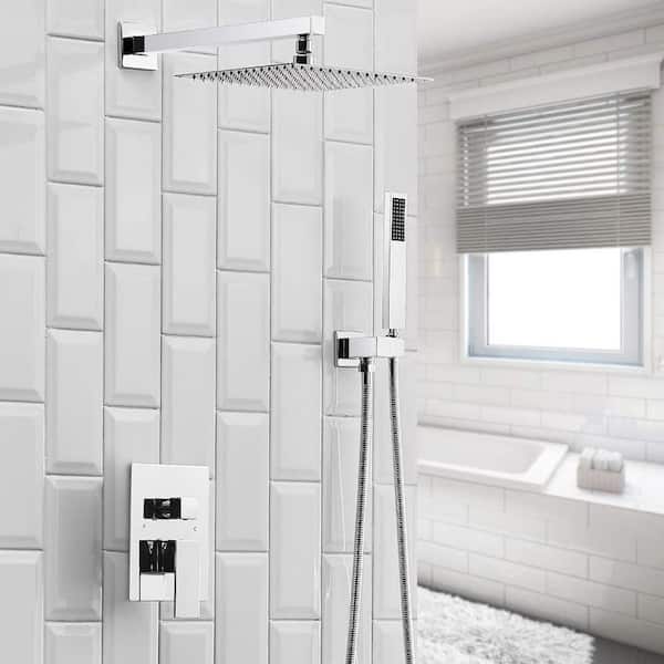 Single Handle 2-Spray Shower Faucet 2.5 GPM with 180° Swivel, Adjustable Flow Rate in Chrome