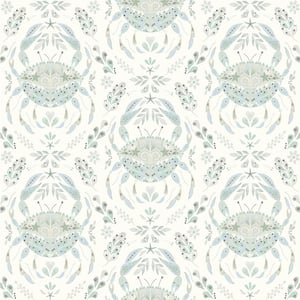 Annapolis Teal Crustacean Paper Strippable Roll (Covers 56.4 sq. ft.)