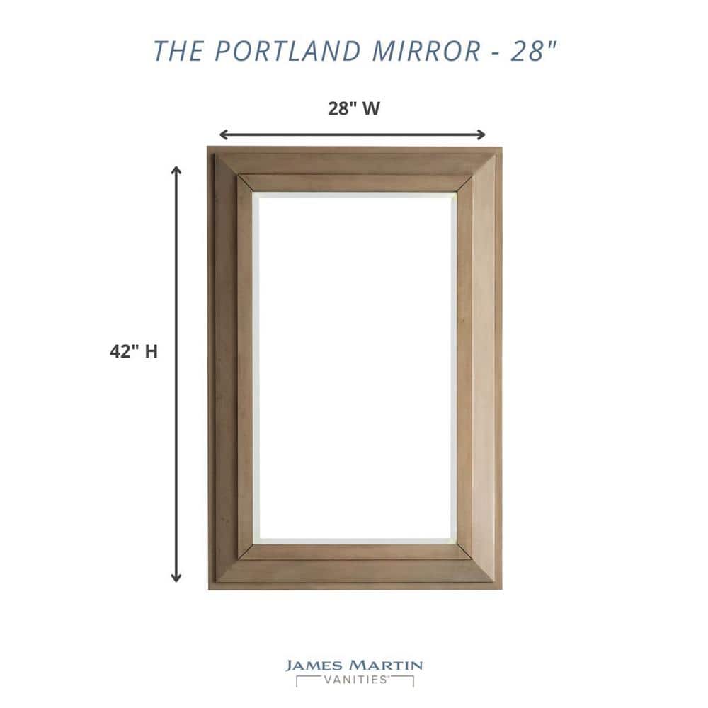 Portland 28" Whitewashed Walnut Rectangular Wood Mirror