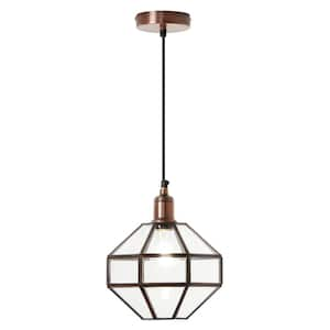 Harper 40-Watt 1-Light Copper and Clear Shaded Pendant Light with Clear Glass and Metal Shade