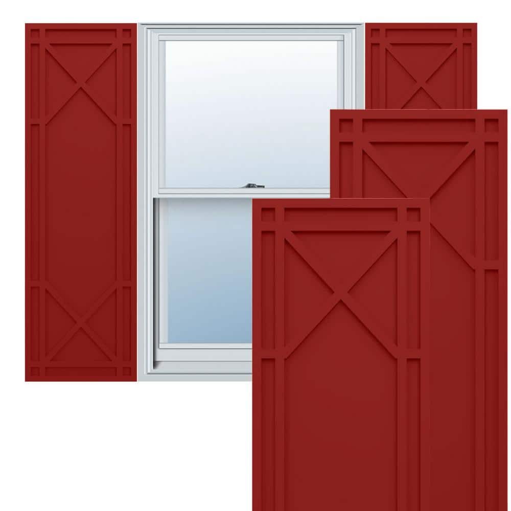 True Fit PVC 12 in. W x 66 in. H Raised Panel Vinyl Shutters Pair in Fire Red price history on PriceWatchPro