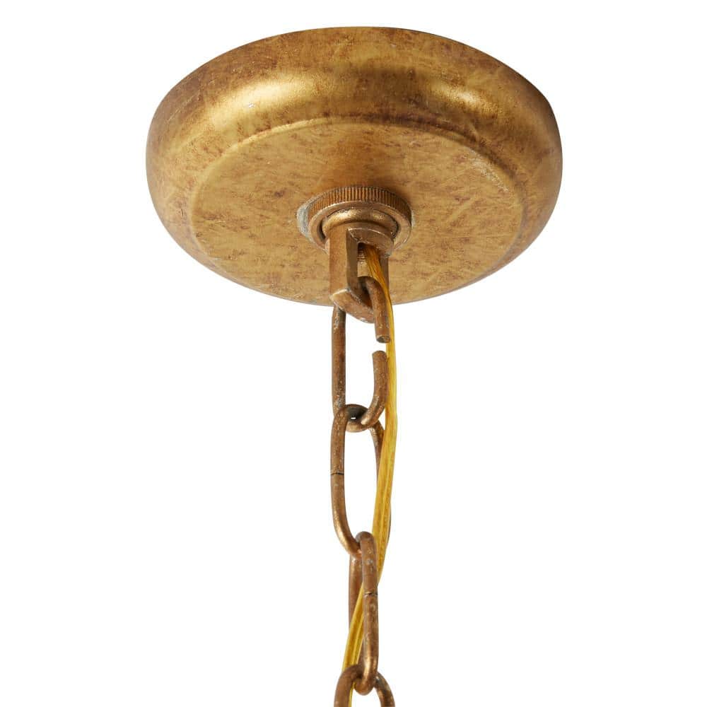 Gold Geometric Metal Chandelier with Link Chain, 25" x 30"