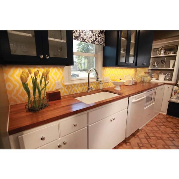 4 ft. L x 25 in. D x 1.5 in. T Finished Walnut Solid Wood Butcher Block Countertop With Square Edge