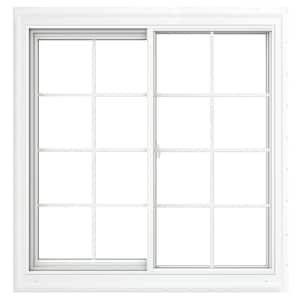 V-2500 Zulay 48 in. W x 36 in. H Left-Handed White Vinyl Low-E Sliding Window Brickmould Nail Fin Frame and Grids