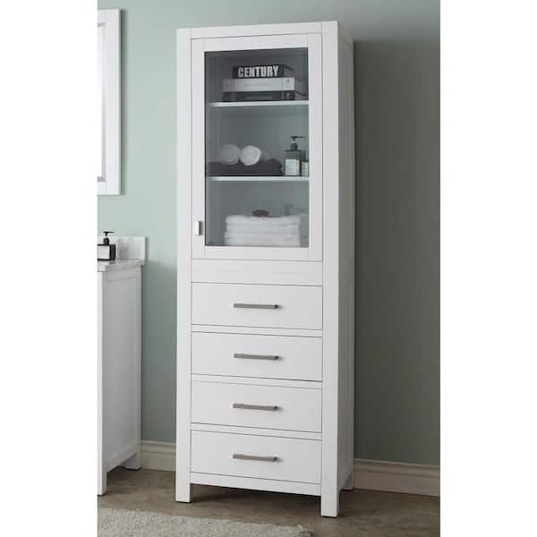 Modero 24 in. W x 20 in. D x 71.3 in. H White Freestanding Linen Cabinet
