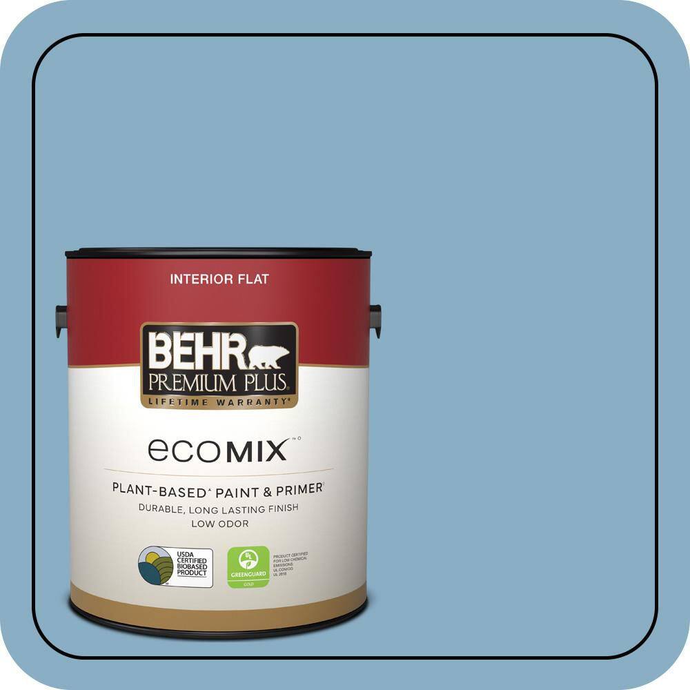 Chilly Blu BEHR PREMIUM PLUS 1 gal. #S500-4 Chilly Blue Flat EcoMix Plant-Based ...