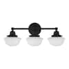 Belvedere Park 23.25 in. 3-Light Espresso Bronze Farmhouse Bathroom Vanity Light with Frosted Glass Shades