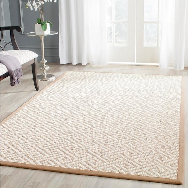 Natural Fiber Beige 6 ft. x 9 ft. Border Area Rug