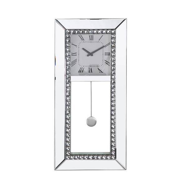 Lotus Mirrored Wall Clock with Faux Crystal Diamonds