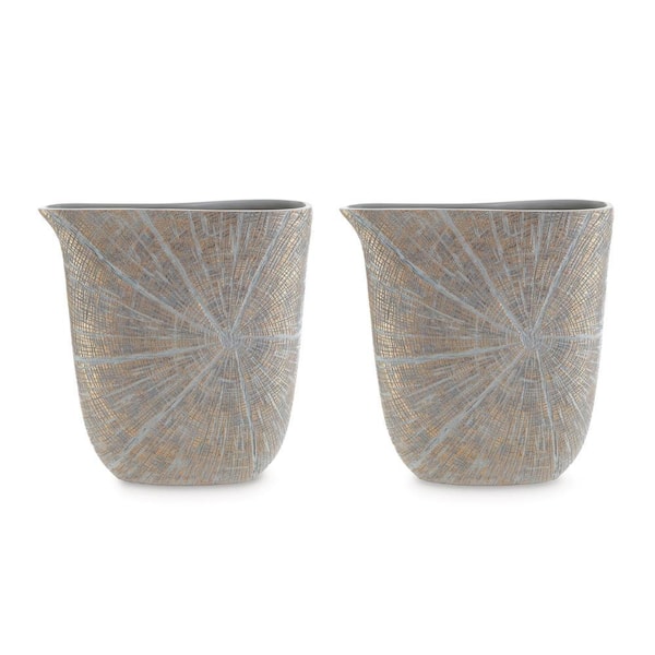 Benjara Denver 14.63 in. Gold Polyresin Round Decorative Vase (Set of 2)