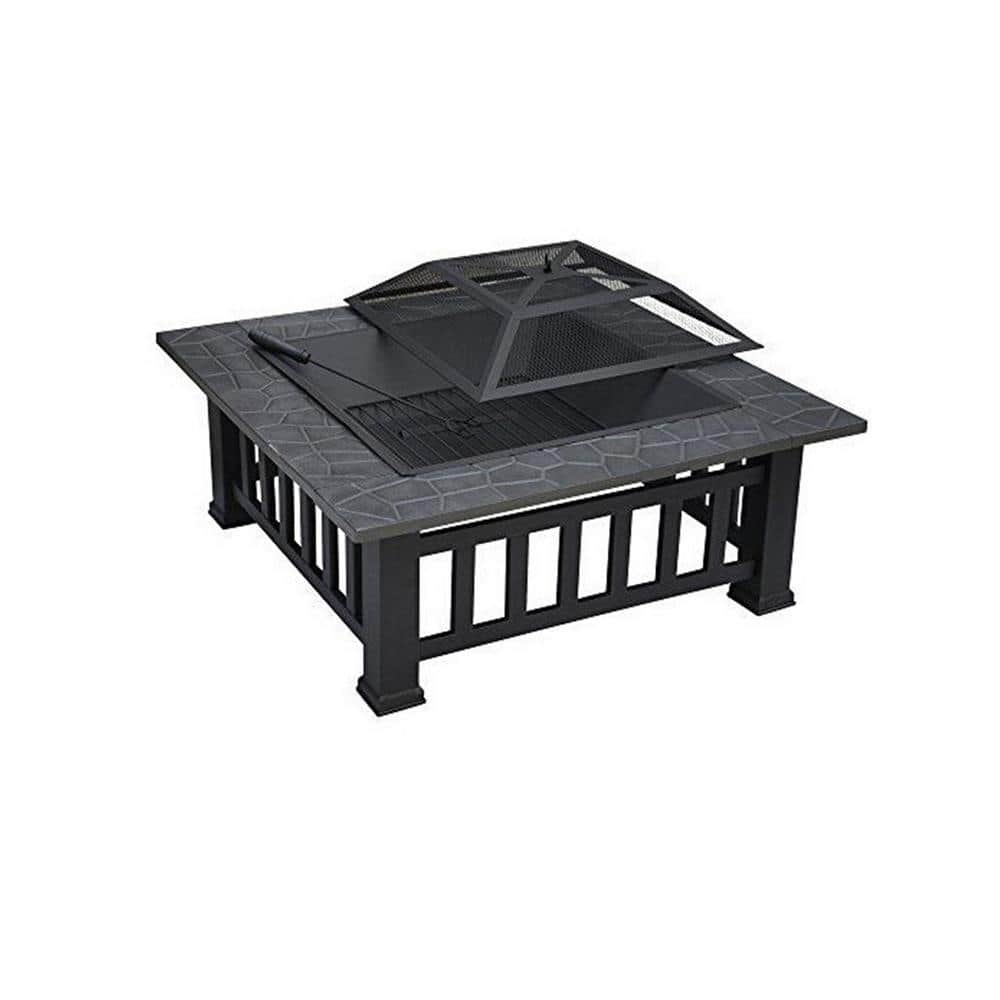 Metal 32 inch Charcoal Fire Pit with Cover BYY7212 The Home Depot