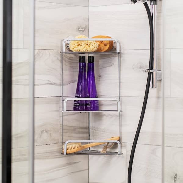 Croydex Stick 'n' Lock Three Tier Corner Shower Basket