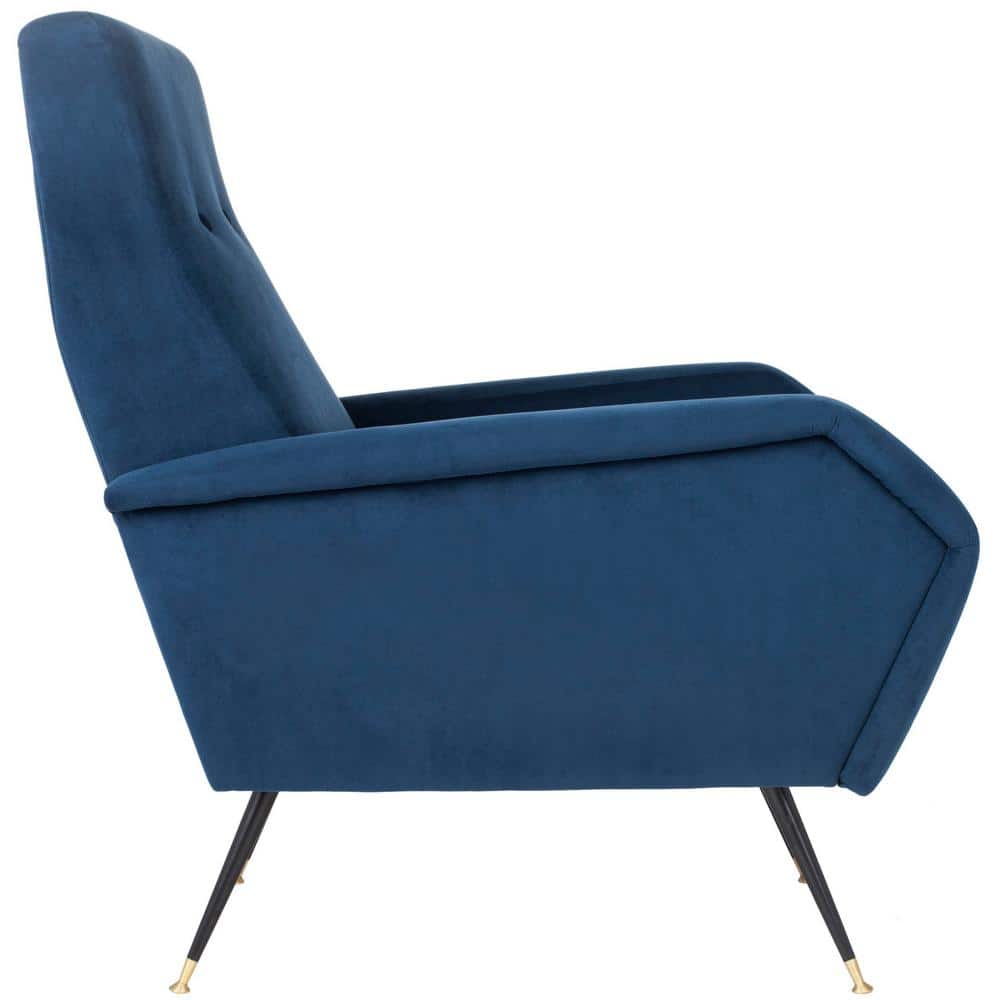Navy Velvet Mid Century Modern Accent Chair with Gold Legs