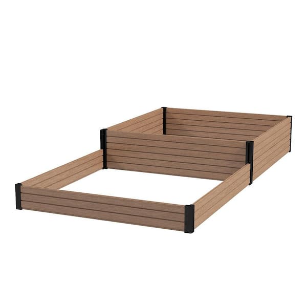 4 ft. x 8 ft. x 12 in. Maple Composite Panel and Alu Frame 2-Tier Rustproof Planter Box for Garden Landscaping