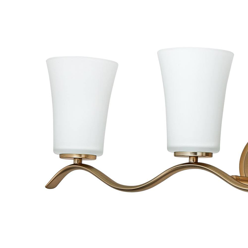 Gold 34.6" Vanity Light with White Glass Shades