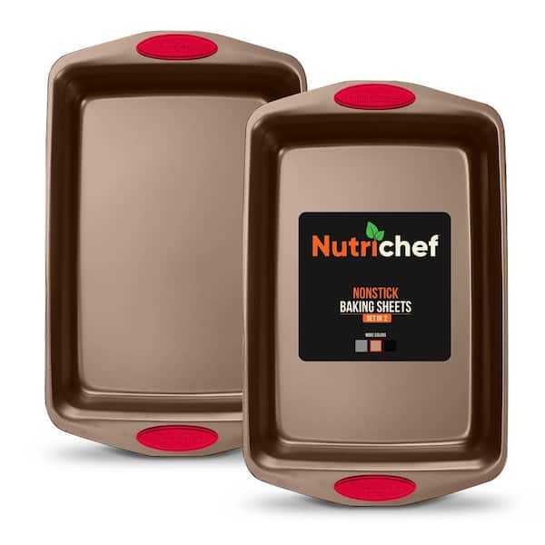 NutriChef 2 Piece Carbon Steel Nonstick Cookware Set in Gold