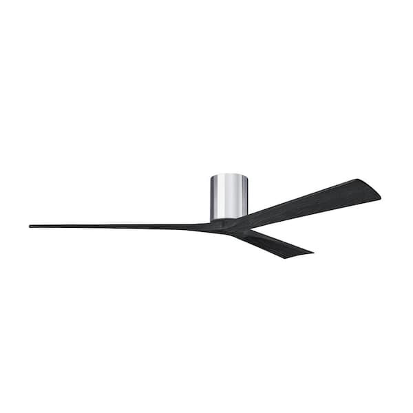 Matthews Fan Company Irene-H 52-in Polished Chrome Indoor/Outdoor Flush Mount Ceiling Fan with Remote (3-Blade)