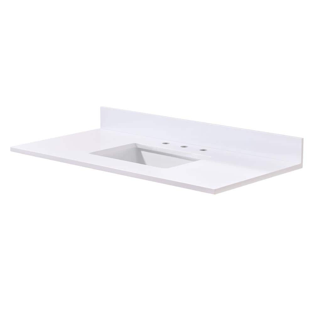 Snow White 43" Composite Stone Vanity Top with Rectangular Sink