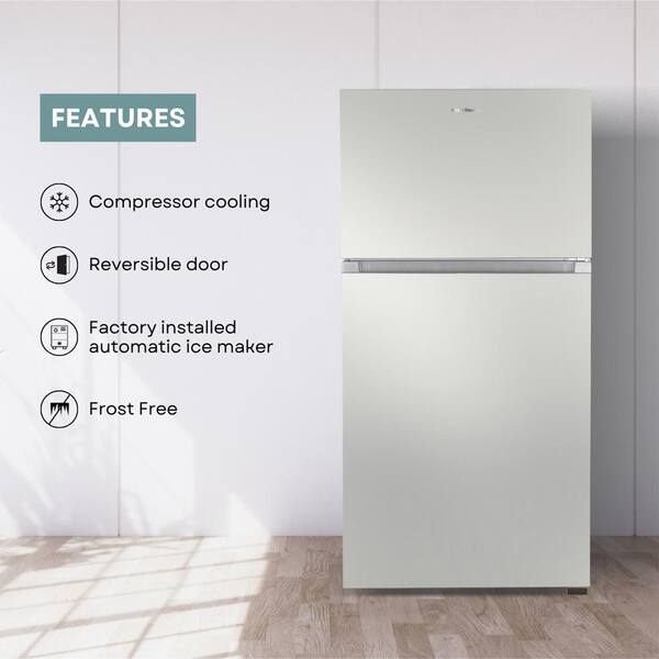 Black Stainless Steel 18 cu. ft. Top Freezer Fridge with Ice Maker