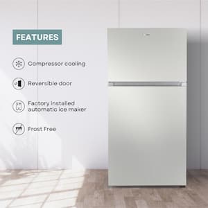 30 in. 18.1 cu. ft. 110V Frost Free Top Freezer Apartment Refrigerator E-Star in Stainless with Auto Ice Maker