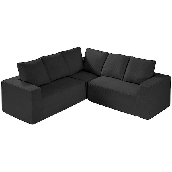 Modular Sectional Sofa, L Shaped Modular Sofa Deep Seat, Cloud Sectional Couch with High Rebound Sponge Plastic Black