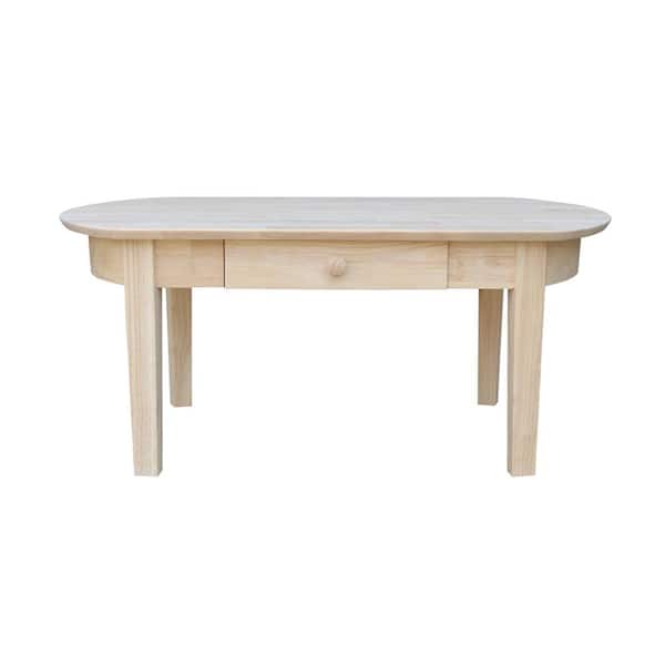 International Concepts Phillips 42 in. Unfinished Large Oval Wood Coffee Table with Drawers
