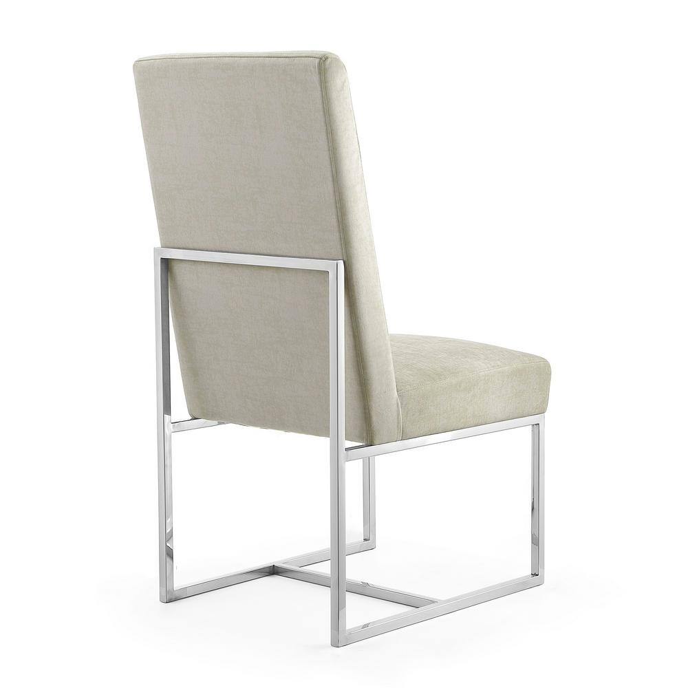Champagne Velvet High-Back Dining Chair with Metal Frame