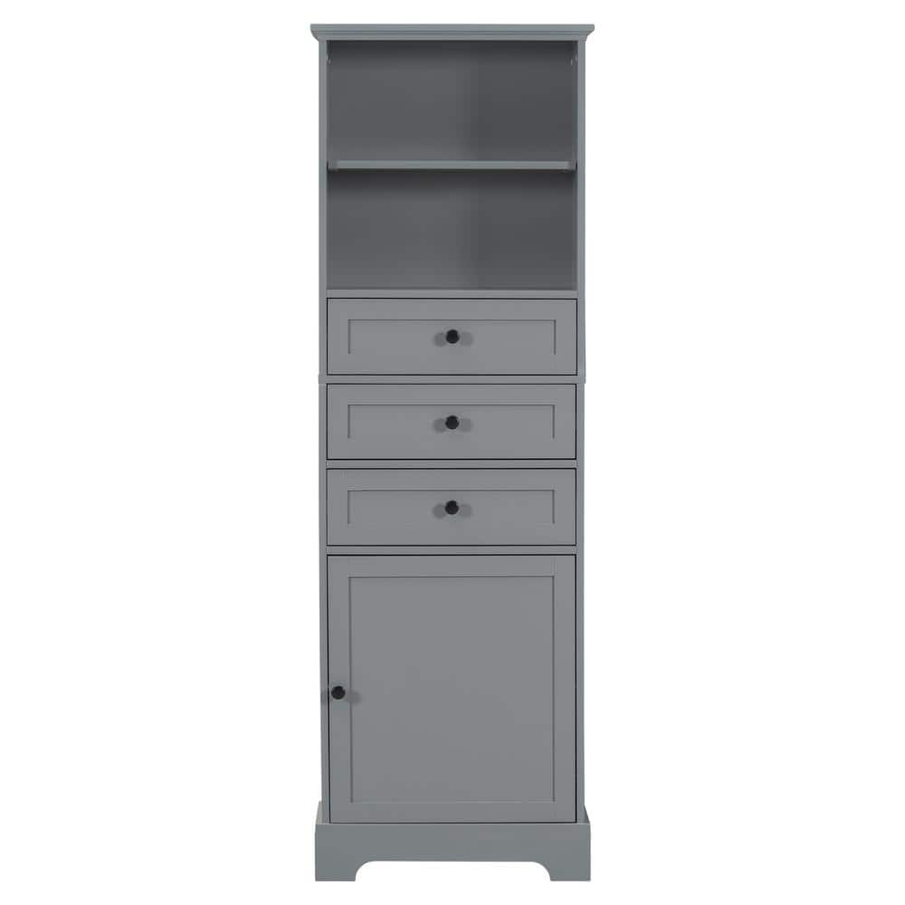 22 in. W x 10 in. D x 67.30 in. H Gray MDF Freestanding Linen Cabinet with Door and Drawers, Adjustable Shelf price history on PriceWatchPro