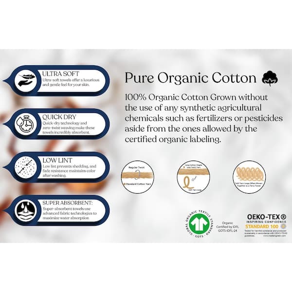 GOTS Certified Organic Cotton Feather Touch Quick Dry 700 GSM Hand