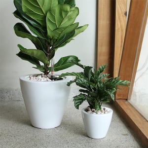 Plastic Smart Self-watering Planter Pot for Indoor and Outdoor White Round Cone (2-Pack)