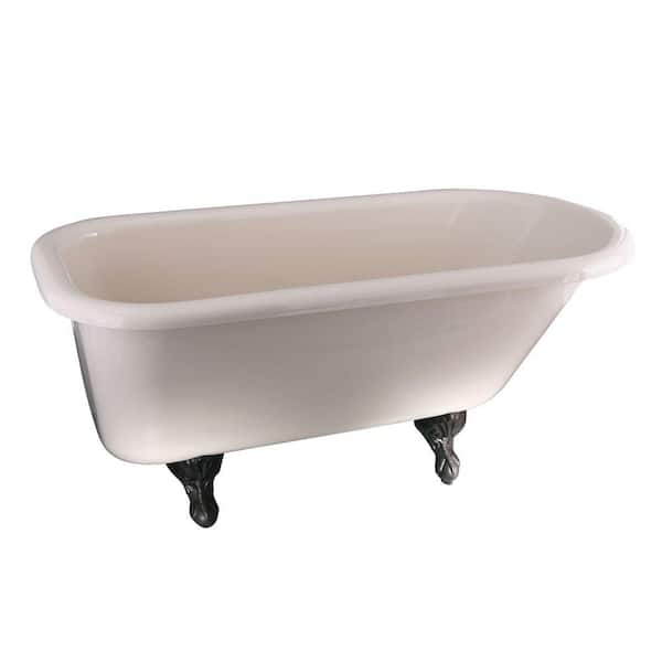 Unbranded 5 ft. Acrylic Ball and Claw Feet Roll Top Tub in Bisque