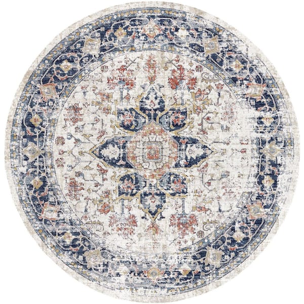 Huntington Beach Multi-Colored Medallion 5 ft. 3 in. x 5 ft. 3 in. Indoor/Outdoor Area Rug