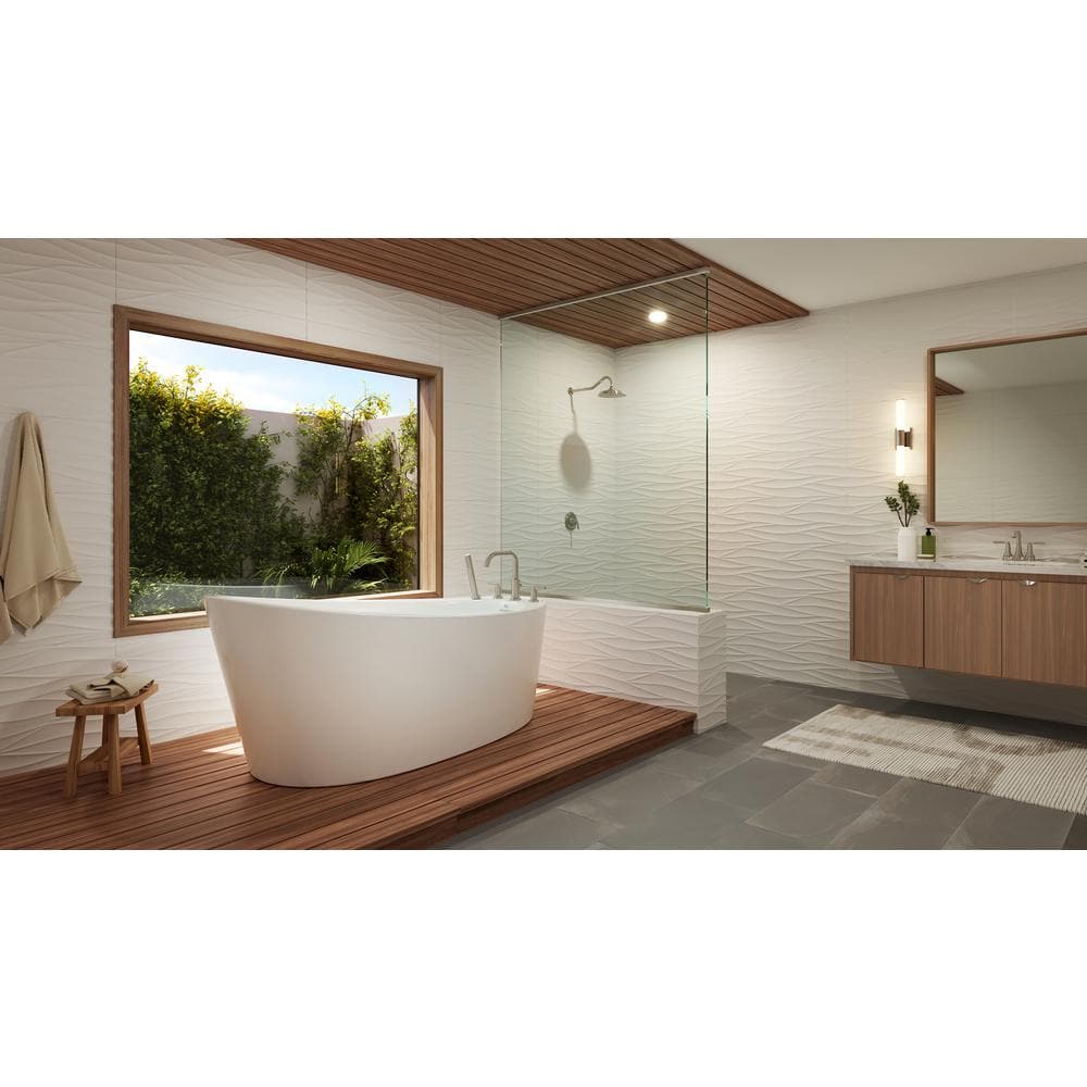 Brushed Nickel Double Handle Roman Tub Faucet with Hand Shower