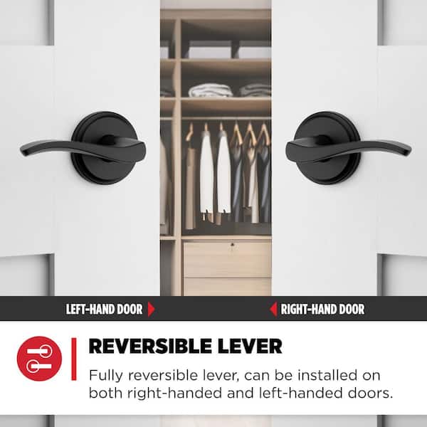 Kwikset Sedona Matte Black Hall Closet Door Handle with Microban