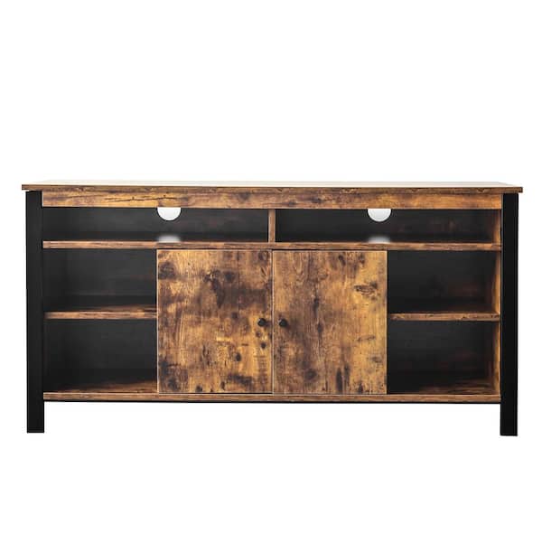 VEIKOUS 47.2 in.Brown Industrial 3-tier TV Stand Cabinet with Doors