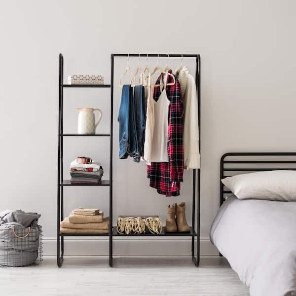 Tribesigns Free -Standing Closet Organizer, Heavy Duty Closet Storage with 6 Shelves and Hanging Bar, Large Clothes Storage & Standing Garmen Rack for